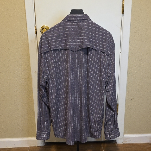 Poncho Men's Gray Striped XL Shirt - Picture 2 of 3